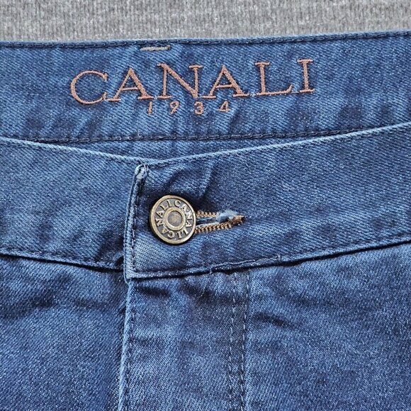 Canali Jeans Men 46x34/28 Indigo Straight Leg Italy Cotton Preppy Designer Boho - Picture 3 of 16
